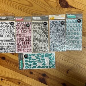 5 New Thickers Alphabet Stickers Sets +BONUS+ Chipboard Flocked Velvet FoamVinyl